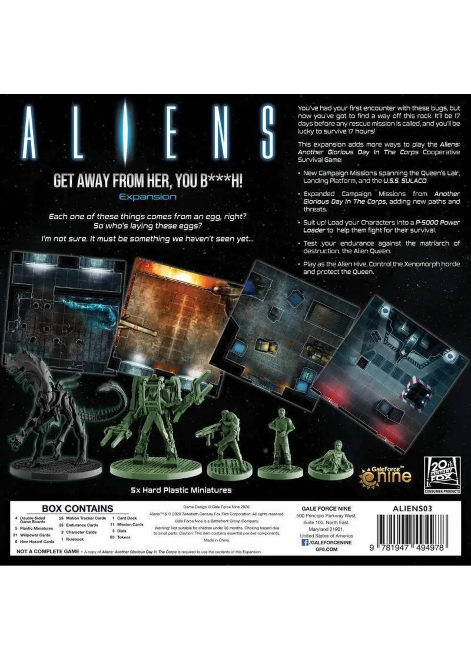 Gale Force Nine, LLC Aliens Get Away From Her Expansion - Updated Edition - Boardgame - Eng