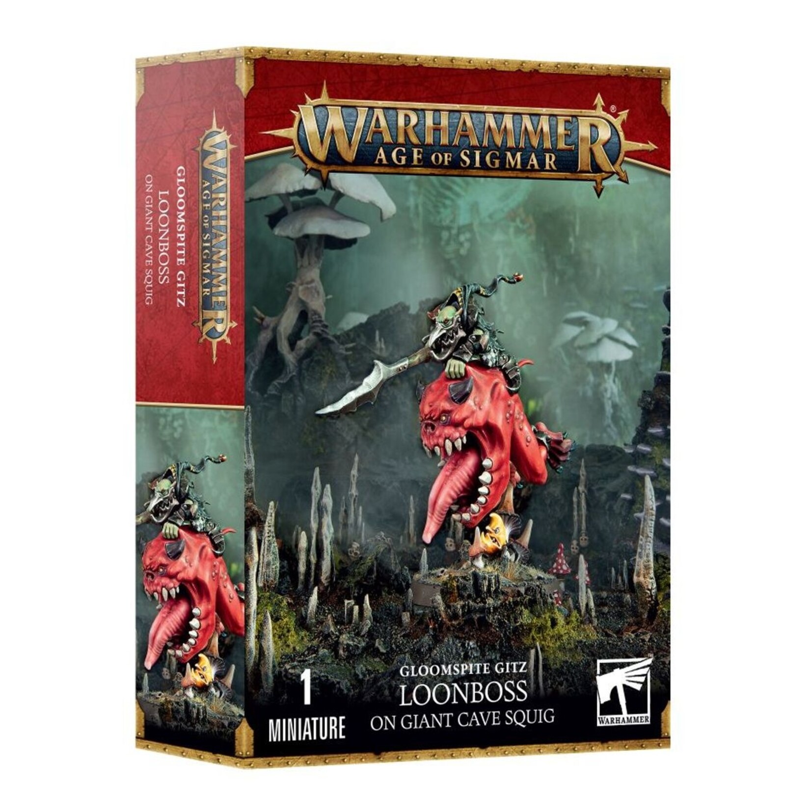 Warhammer: age of sigmar Gloomspite Gitz: Loonboss on Giant Cave Squiq