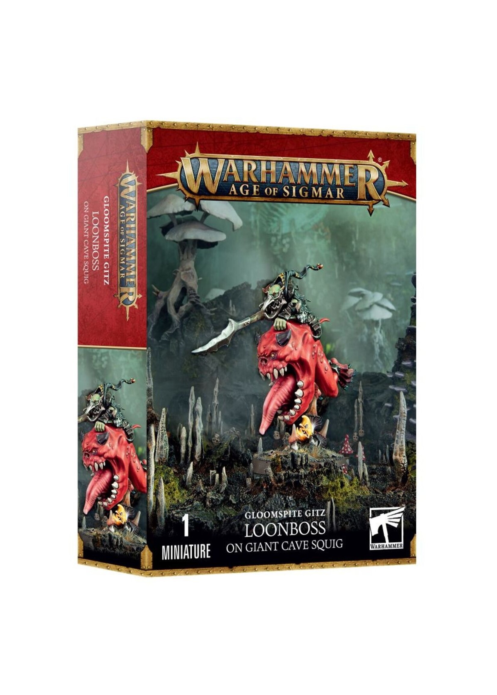 Warhammer: age of sigmar Gloomspite Gitz: Loonboss on Giant Cave Squiq