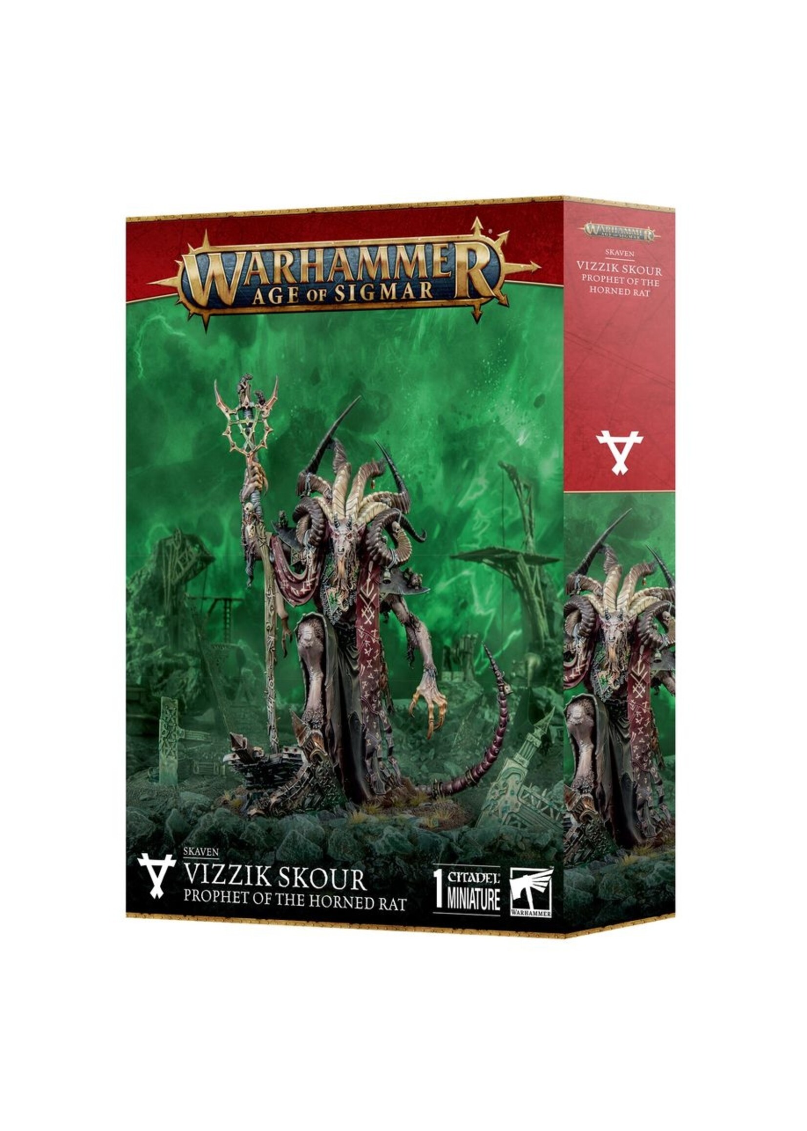 Warhammer: age of sigmar Skaven: Vizzik Skour Prophet Horned Rat