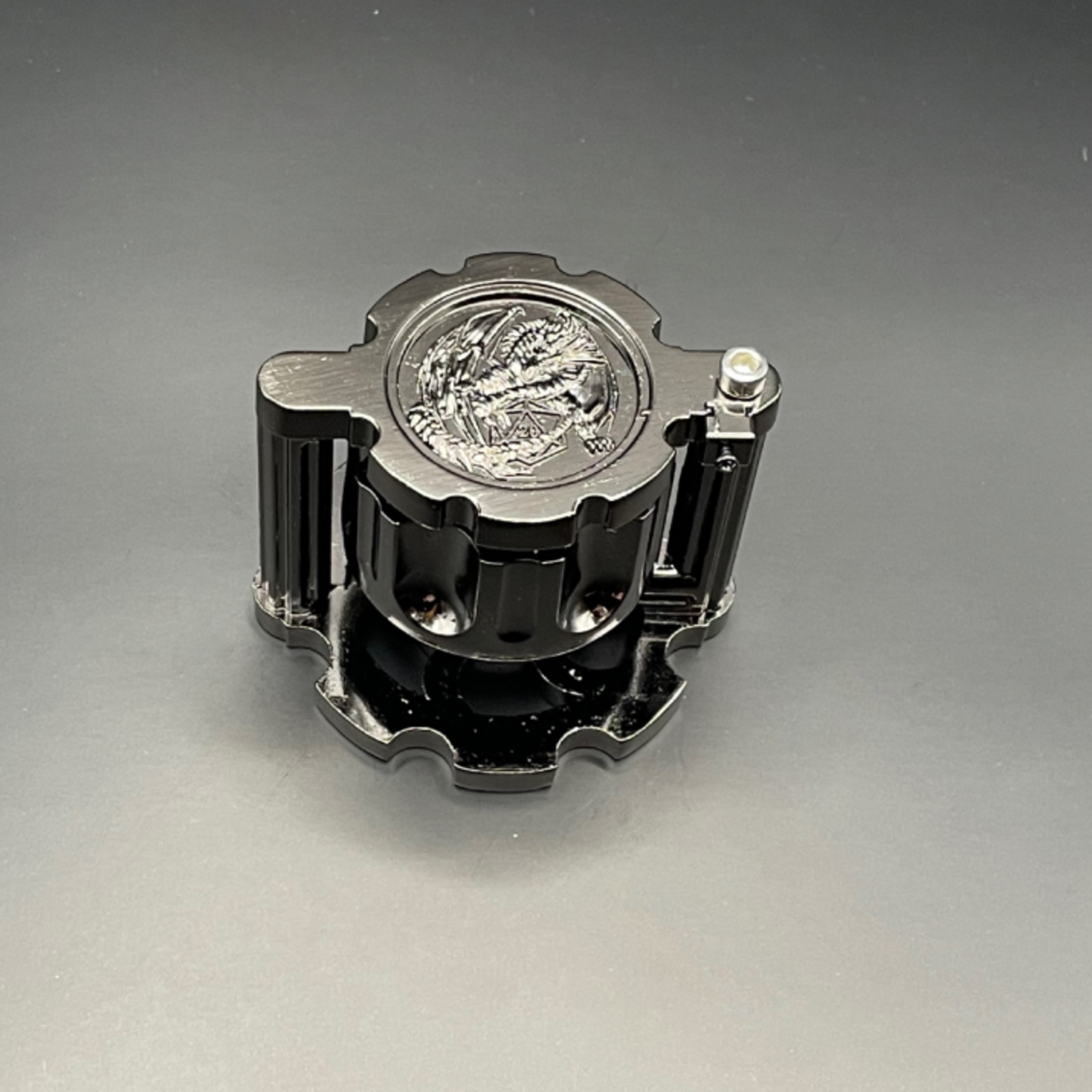 MagicVortex - Dice Spinning Revolver Metal Bullet RPG Dice Set of 7 - Black