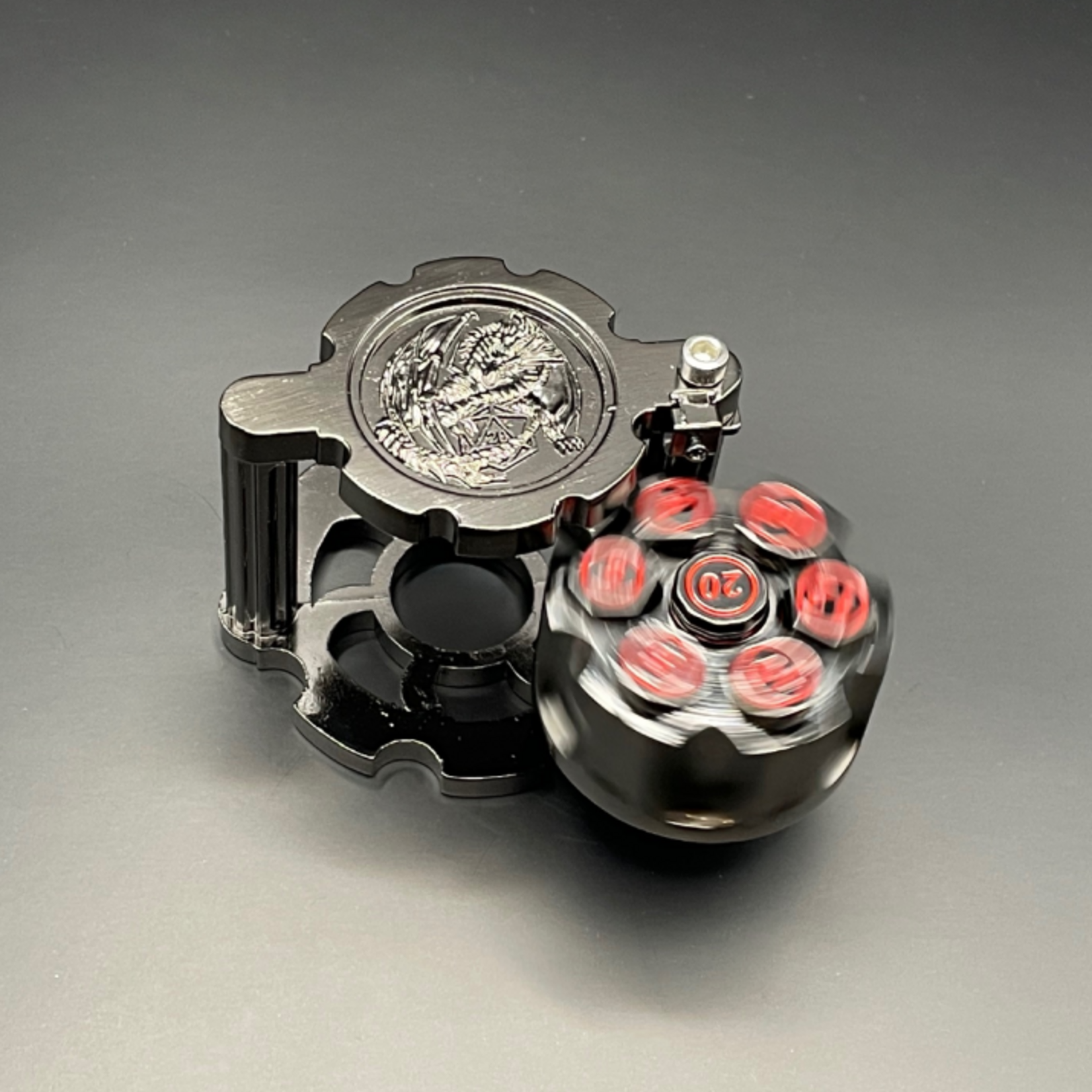 MagicVortex - Dice Spinning Revolver Metal Bullet RPG Dice Set of 7 - Black