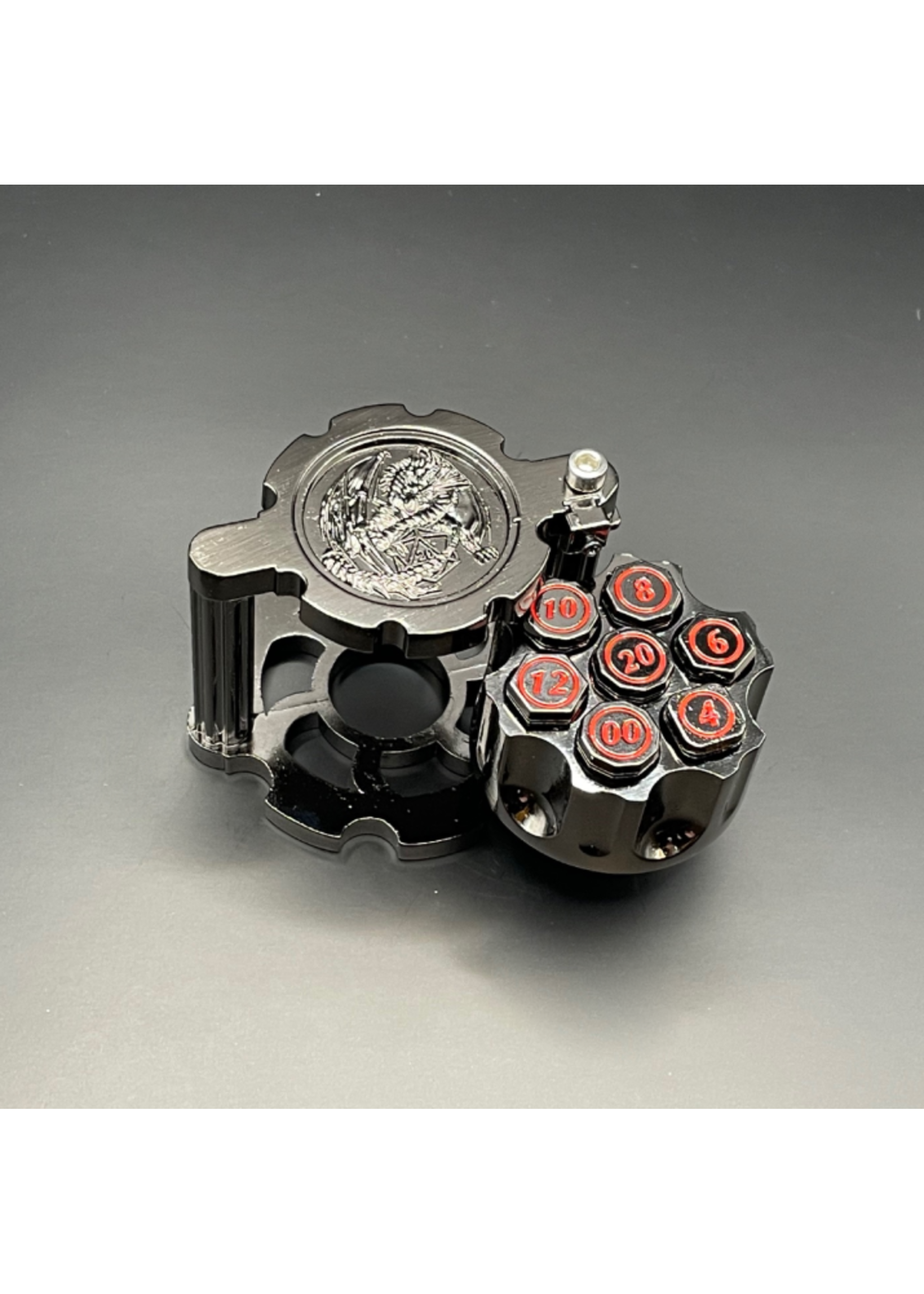 MagicVortex - Dice Spinning Revolver Metal Bullet RPG Dice Set of 7 - Black