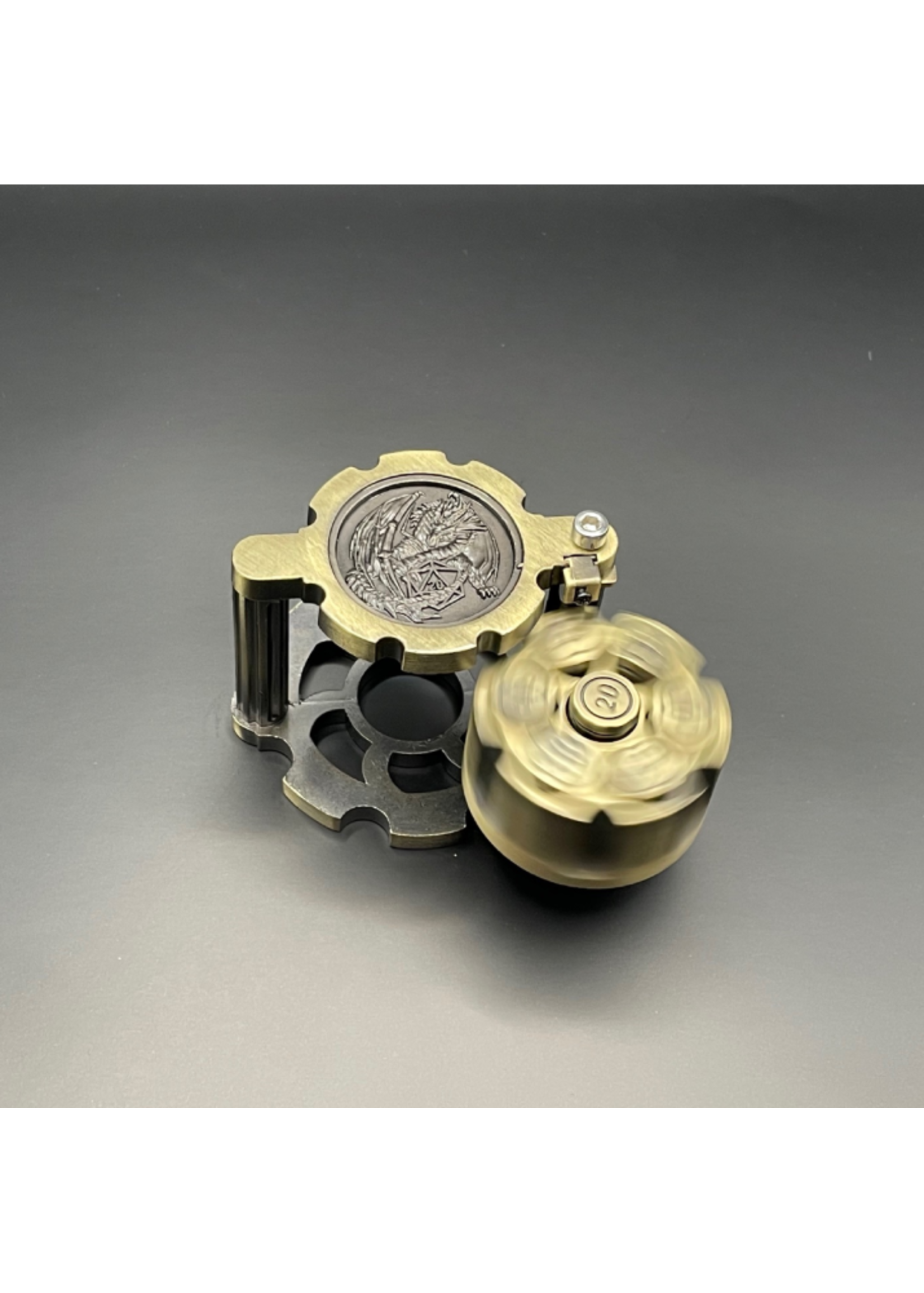 MagicVortex - Dice Spinning Revolver Metal Bullet RPG Dice Set of 7 - Brass