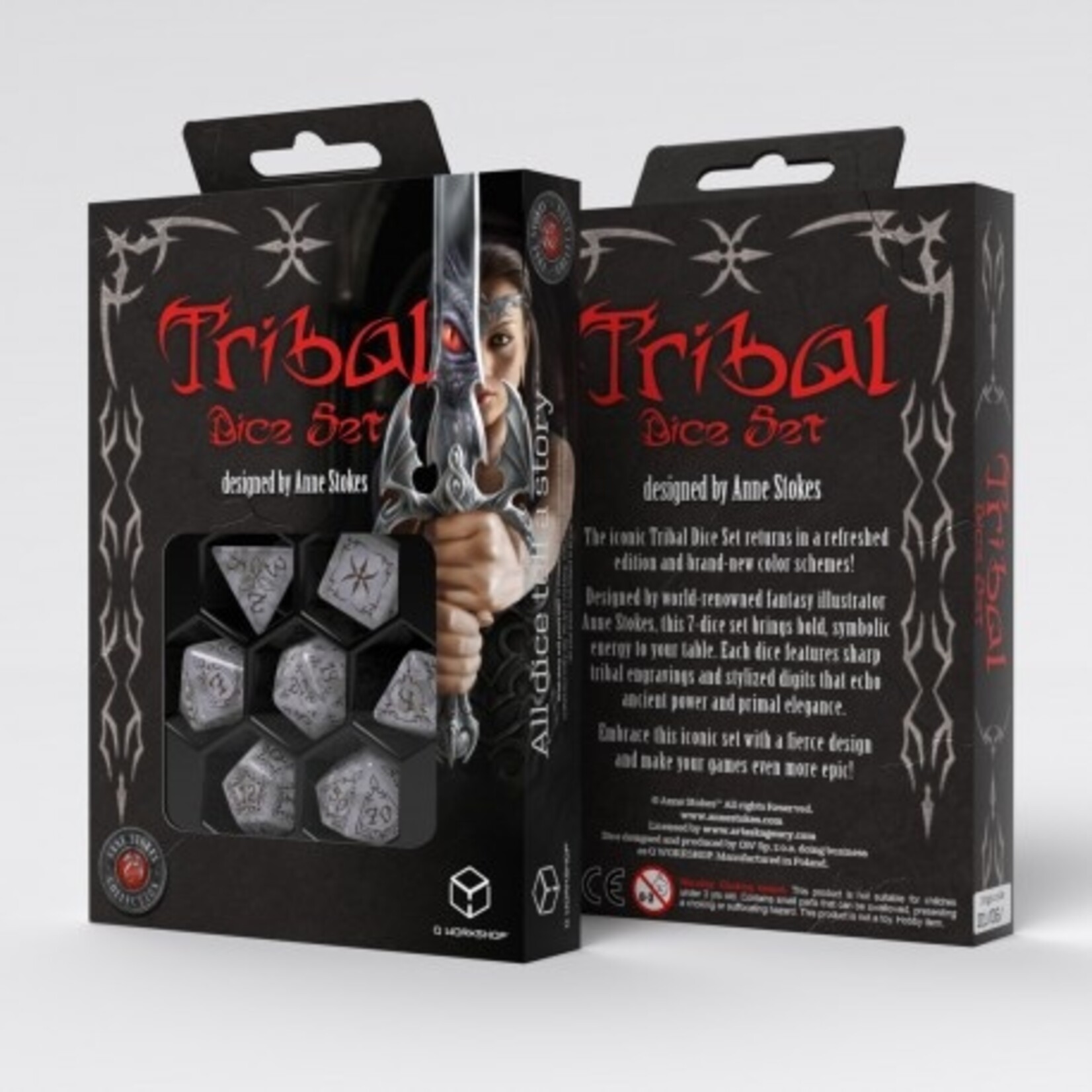 q workshop Tribal Dice Set: Pearl & Brown