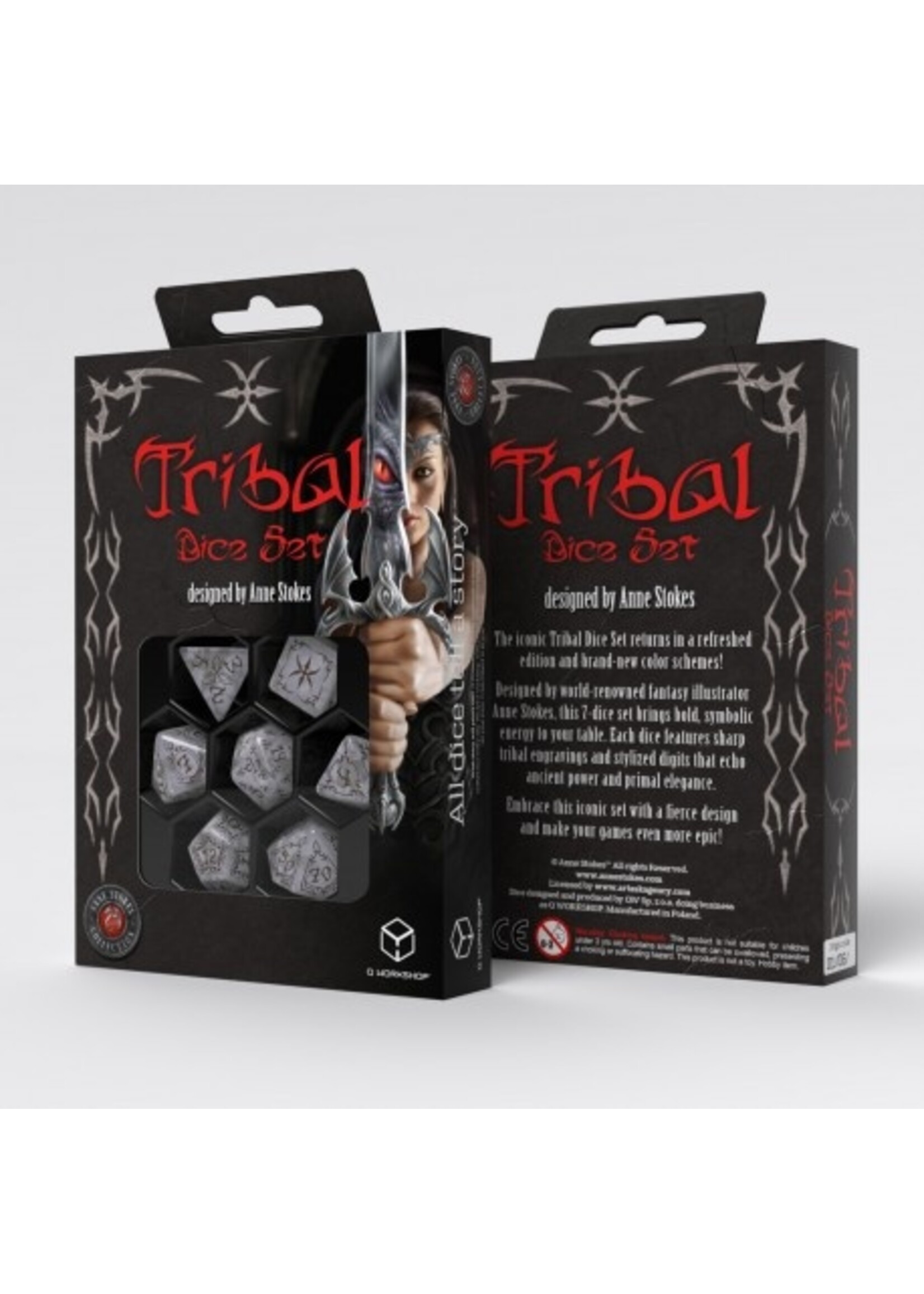 q workshop Tribal Dice Set: Pearl & Brown