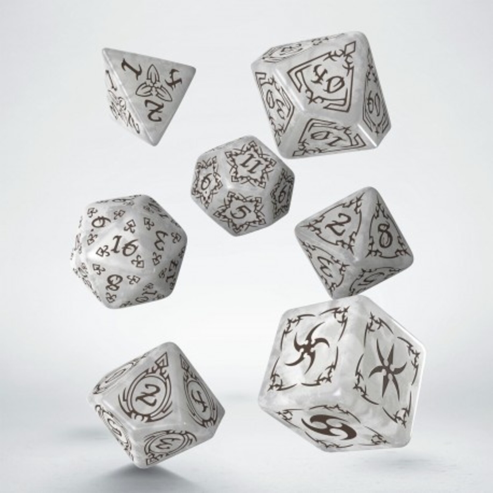q workshop Tribal Dice Set: Pearl & Brown