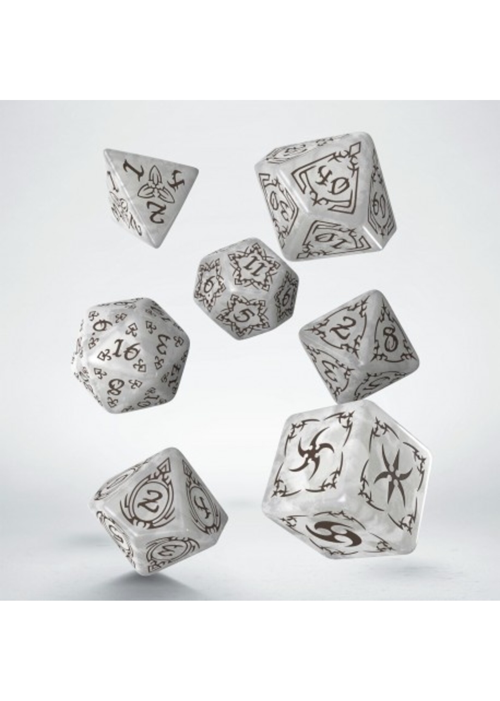 q workshop Tribal Dice Set: Pearl & Brown
