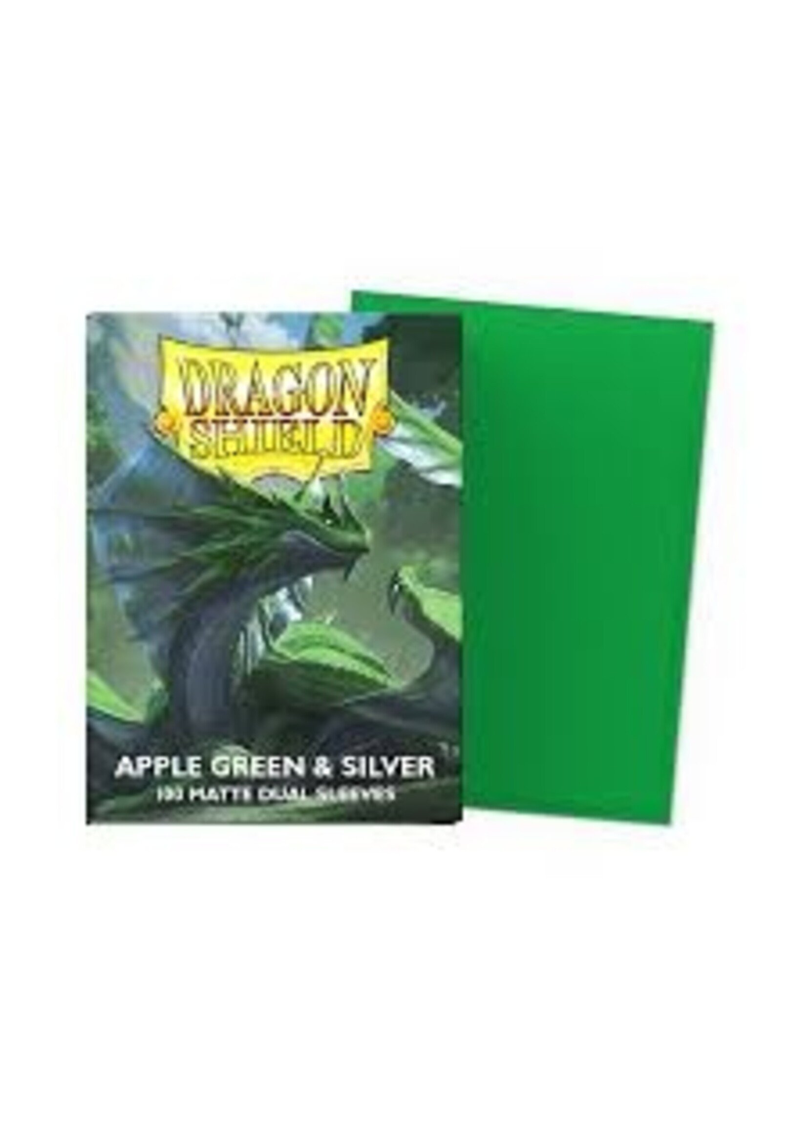 DRAGON SHIELD Dragon Shield Sleeves - Standard size - Matte Dual - Apple Green & Silver (100 Sleeves)