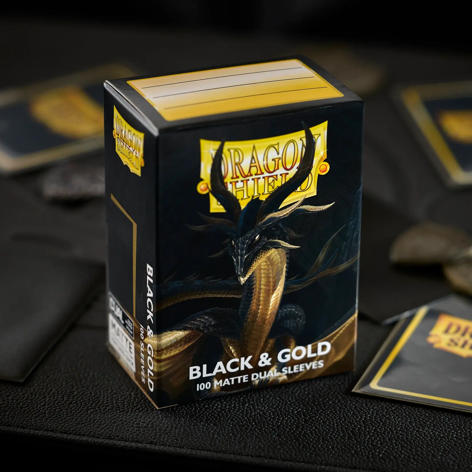 DRAGON SHIELD Dragon Shield Sleeves - Standard size - Matte Dual - Black & Gold (100 Sleeves)