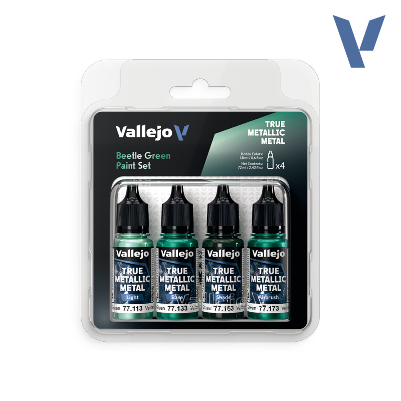 Vallejo Vallejo True Metallic Metal Beetle Green Paint Set (4)