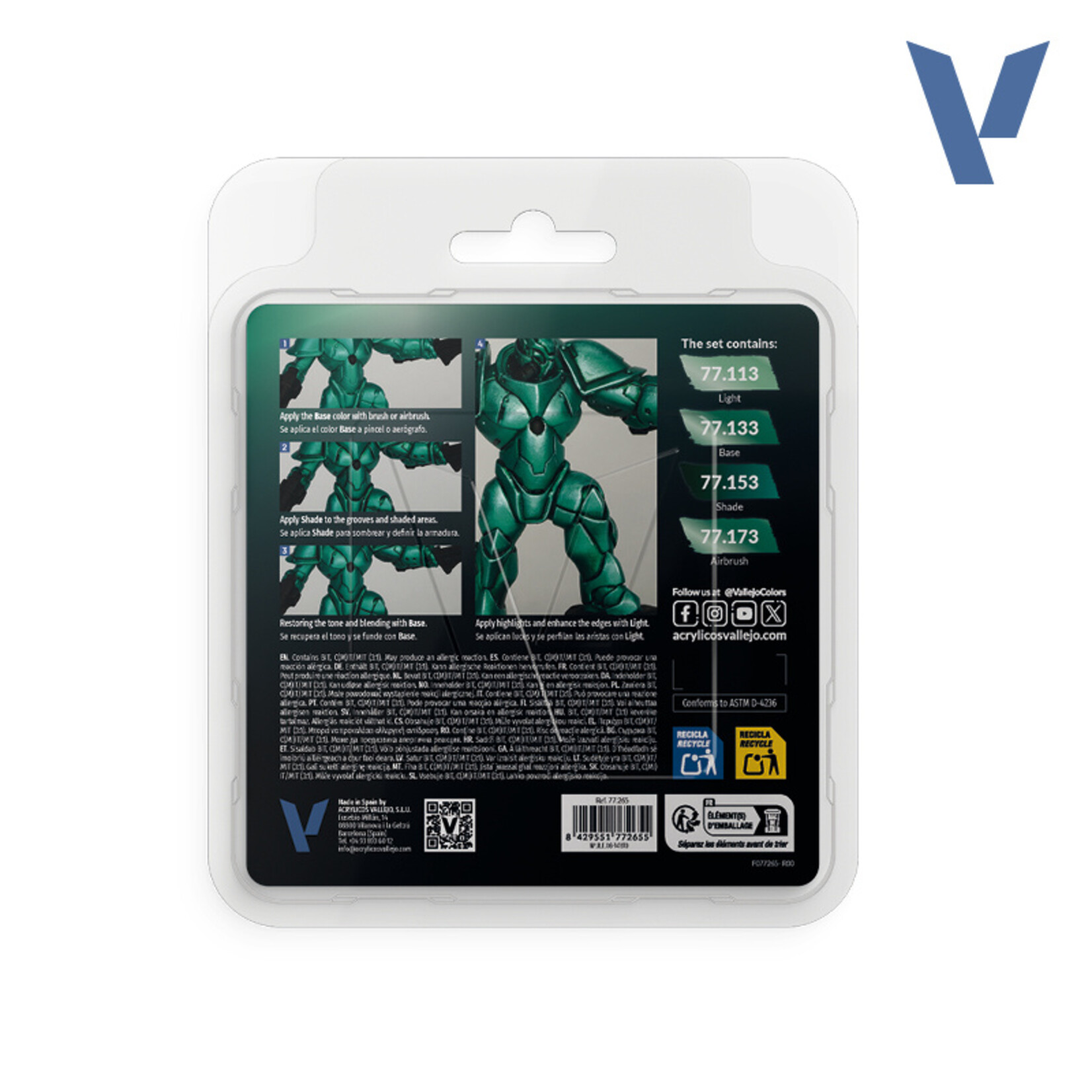 Vallejo Vallejo True Metallic Metal Beetle Green Paint Set (4)