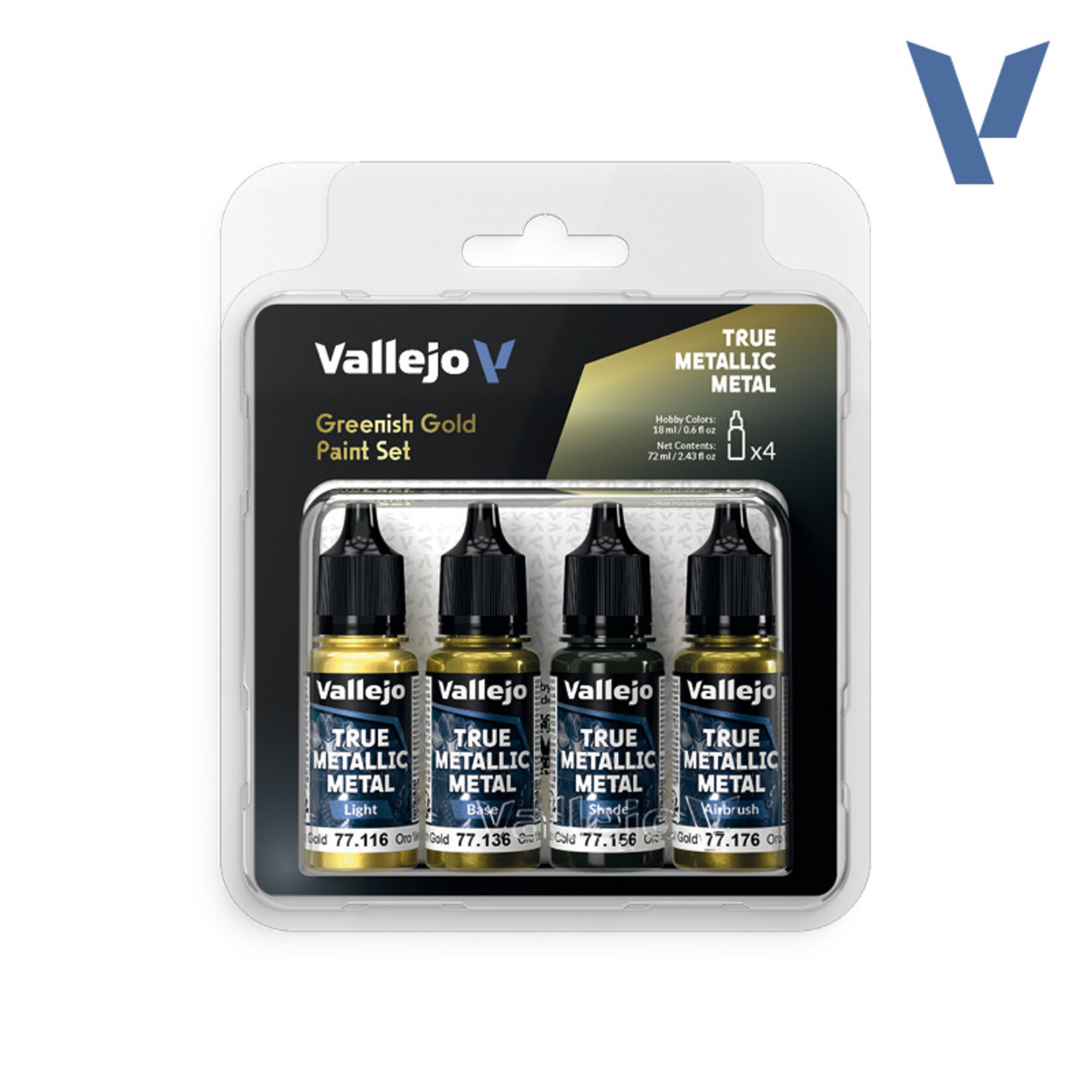 Vallejo Vallejo True Metallic Metal Greenish Gold Paint Set (4)