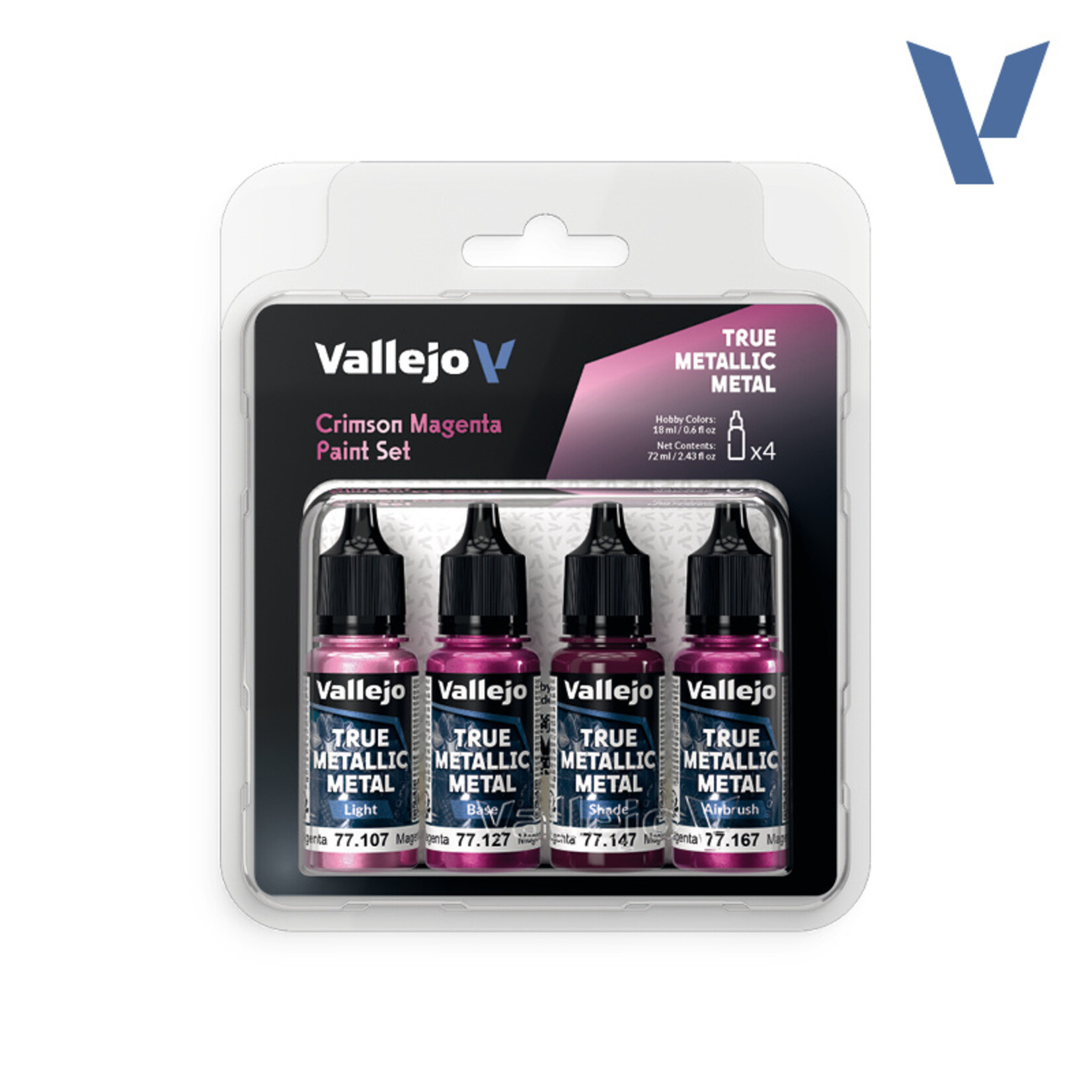 Vallejo Vallejo True Metallic Metal Crimson Magenta Paint Set (4)