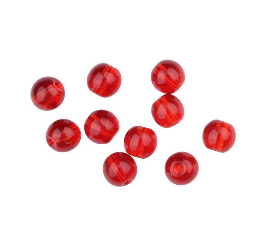 Rnd Glass Beads Red Ruby (10stuks)
