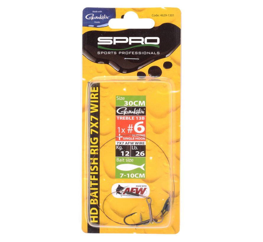 HD Baitf Rig 30cm 1X Treble 13B + 1X Sliding Single Hook