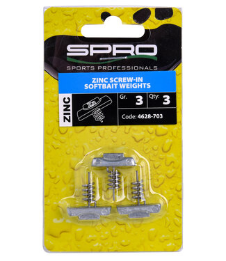 SPRO SPRO ZINC SCREW-IN SOFTBAIT WEIGHTS 3PC