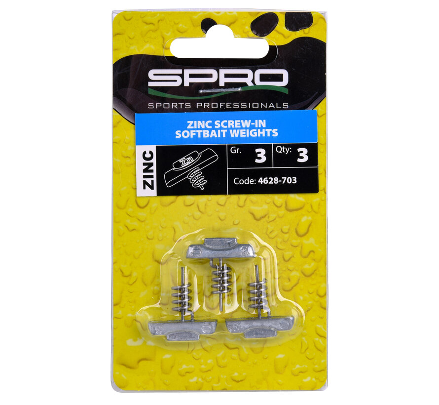 Zinc Screw-In Softbait Weights (3stuks)