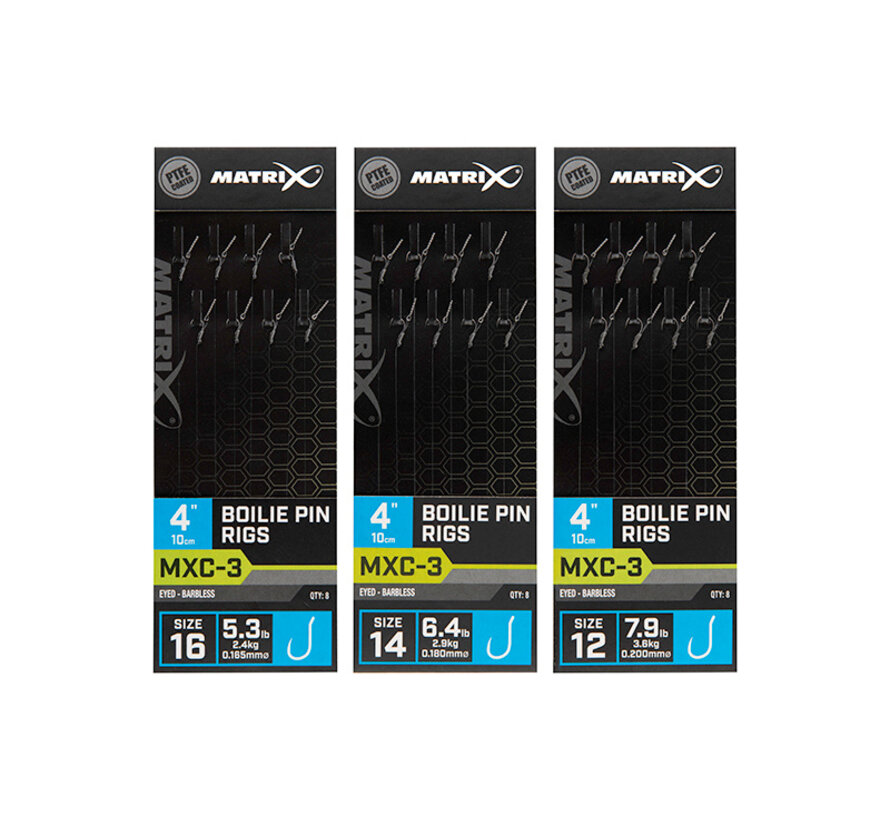 MXC-3 Boilie Pin Rigs Barbless 10cm (8stuks)