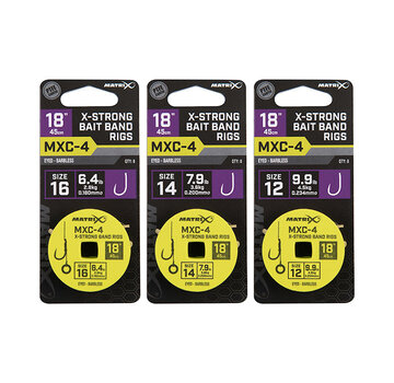 MATRIX MXC-4 X-Strong Bait Band Rigs Barbless 45cm (8stuks)