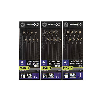 MATRIX MXC-4 X-Strong Bait Band Rigs Barbless 10cm  (8stuks)