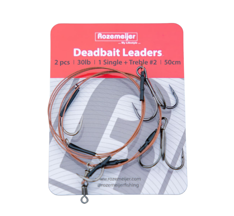 Doodaas Onderlijn 1 Enkele Haak + 2 Dreggen (50cm) (2stuks)