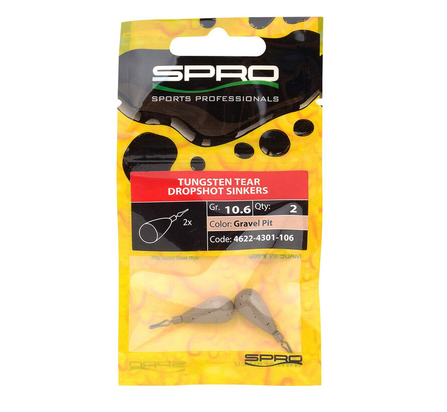 Tungsten Tear Drop Weights Gravel (2stuks)