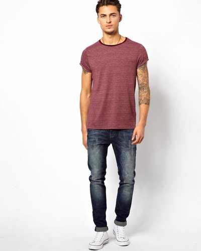 T-shirt with rolled-up sleeves