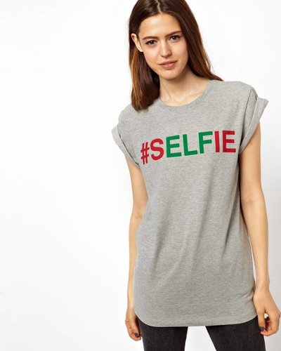 T-shirt met #selfie print