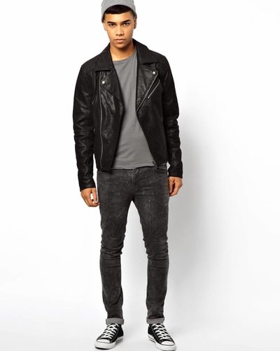 Leather biker jacket