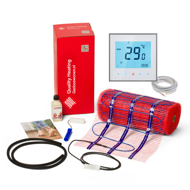Quality Heating Ensemble de tapis de 200 watts avec thermostat programmable 7 jours Soft Touch