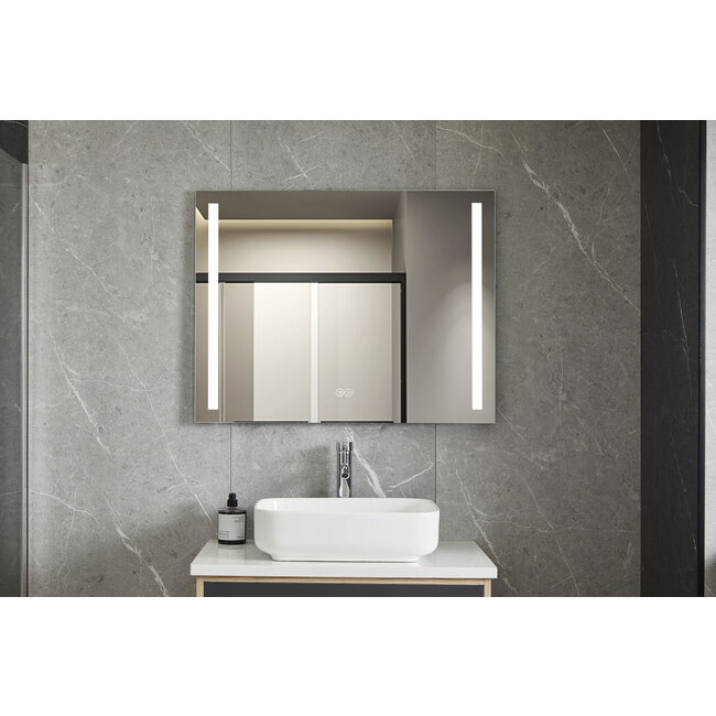Bella Mirror Miroir 60 x 100 cm sans cadre, éclairage LED encastré et anti-condensation
