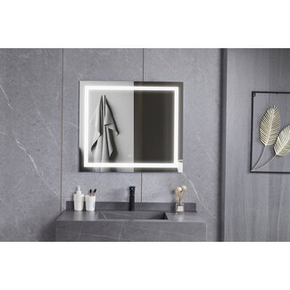 Bella Mirror Miroir 70 x 80 cm sans cadre, éclairage LED encastré et anti-condensation