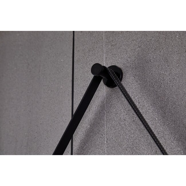 Bella Mirror Miroir rond 80 cm avec ceinture tendance, cadre noir, éclairage LED encastré et anti-buée