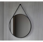 Bella Mirror Miroir rond 80 cm avec sangle tendance cadre noir