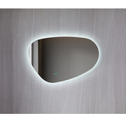 Miroir asymétrique organique avec éclairage LED et anti-condensation 140 cm de large et 75 cm de haut