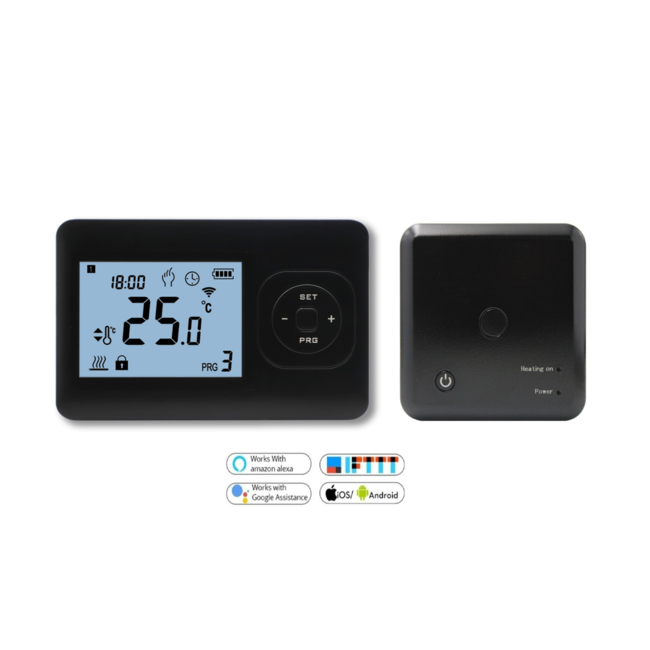 Quality Heating QH Wifi Basic thermostat programmable sans fil noir
