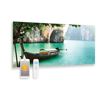 Quality Heating Panneau infrarouge en verre imprimé avec wifi et télécommande bateau 119x59 700Watt