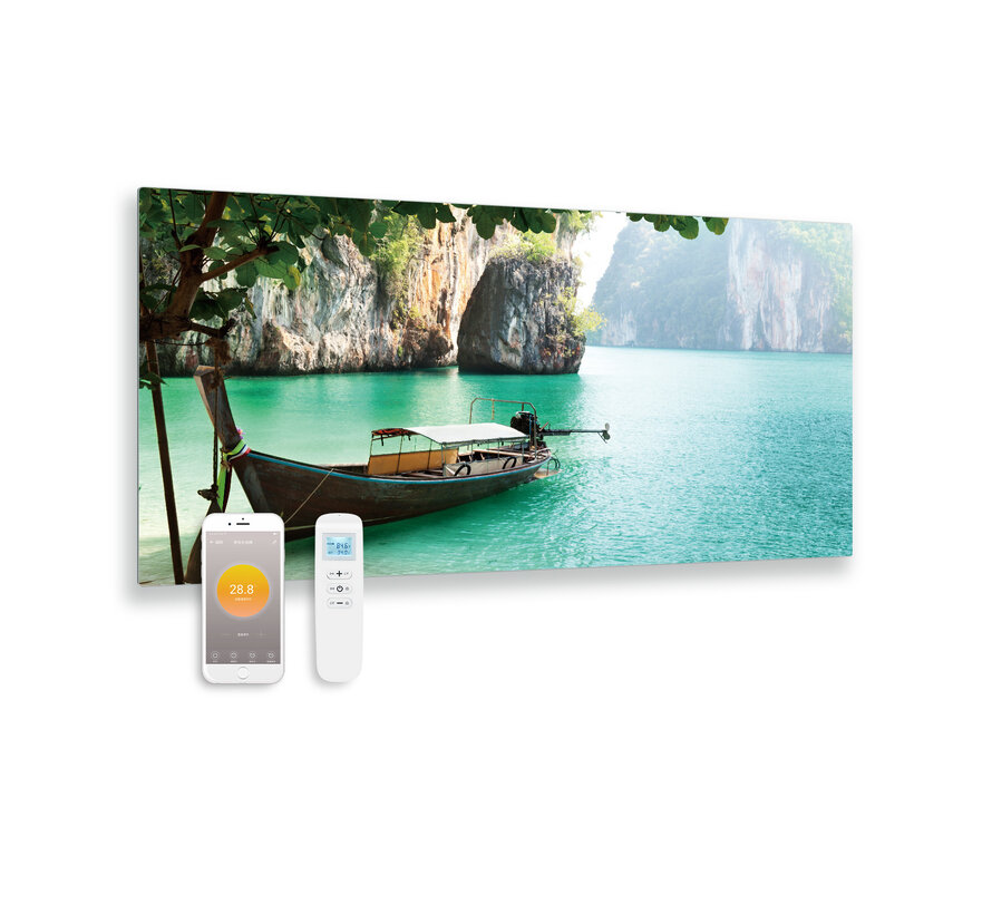 Panneau infrarouge en verre imprimé avec wifi et télécommande bateau 119x59 700Watt