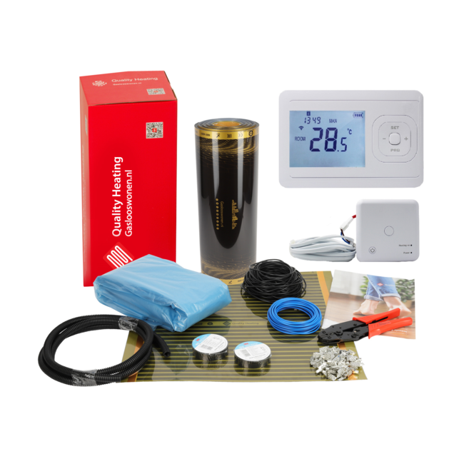 Quality Heating Kit plancher chauffant infrarouge 50cm - 100Watt m² comprenant un thermostat Wifi V3 et un récepteur