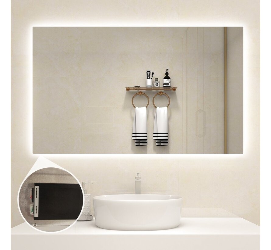 Miroir chauffant infrarouge avec éclairage LED 60 x 80 cm 450Watt