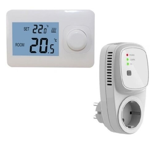 Quality Heating QH Thermostat simple sans fil de base non programmable avec récepteur enfichable