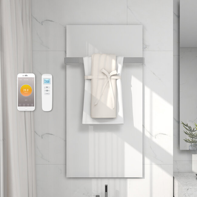 Quality Heating QH-GD White Series panneau infrarouge en verre 60 x 120 cm - 700Watt