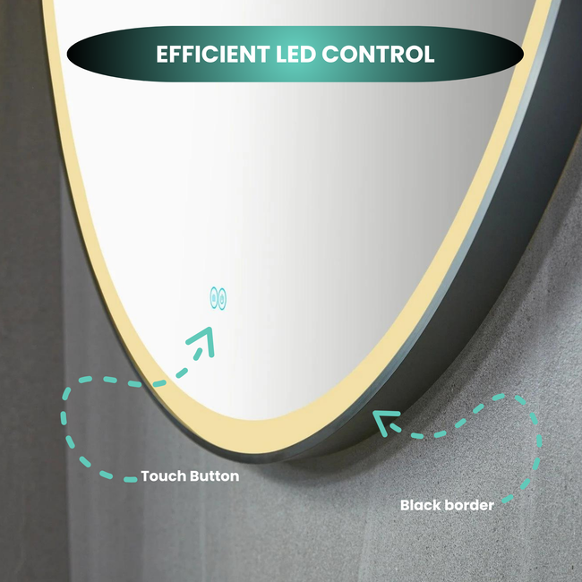 Bella Mirror Miroir rond 100 cm avec cadre noir, éclairage LED et anti-buée