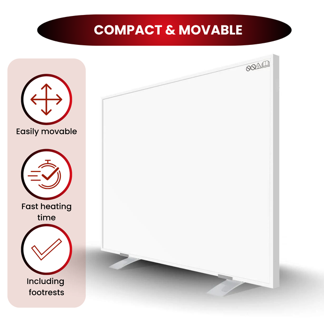 Quality Heating QH Série QH-OR Panneau infrarouge mobile 350, 450, 580 ou 700Watt avec roulettes