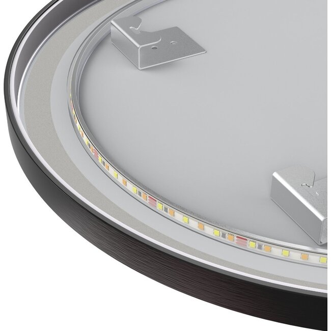 Bella Mirror Miroir rond 60 cm avec cadre noir, éclairage LED et anti-condensation