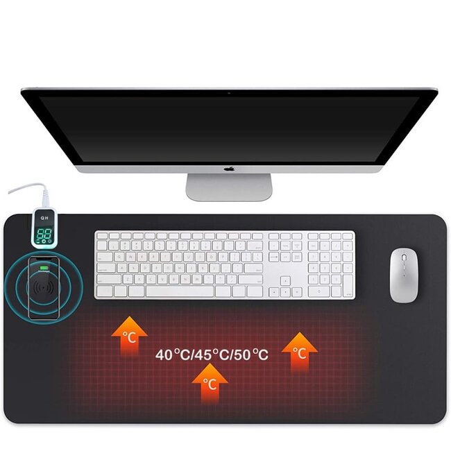 Quality Heating Sous-main chauffant avec fonction de recharge sans fil et LED 80 x 40