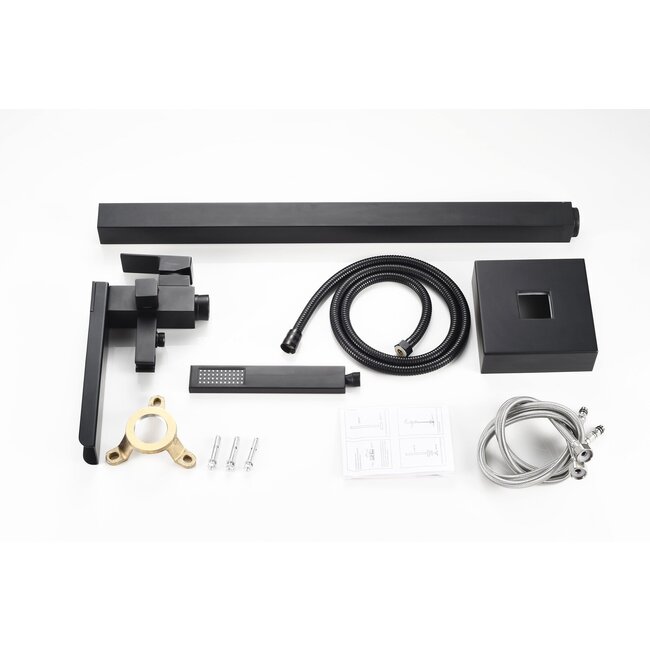 Nurion Mélangeur bain sur pied - avec douchette - noir mat