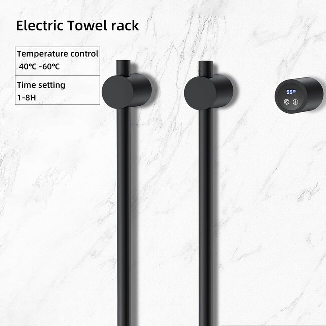Quality Heating Radiateur sèche-serviettes électrique noir avec thermostat L-SR0200-B