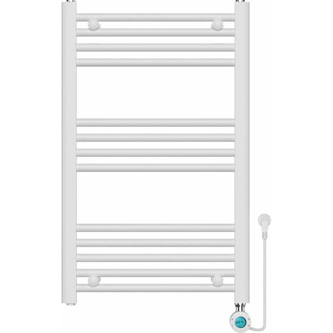 Quality Heating Radiateur sèche-serviettes électrique avec thermostat digital - Radiateur Salle de bain - 800 × 500 mm - Blanc mat - 300 watts